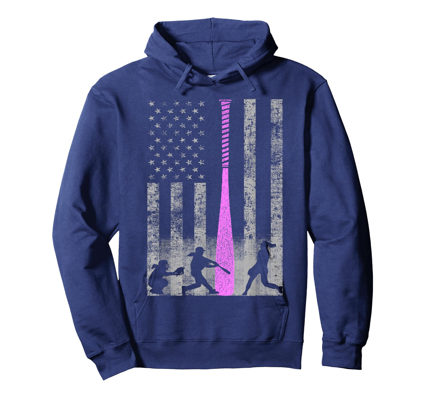 American Softball Flag T-Shirt - Players and Pink Bat T-Shirt