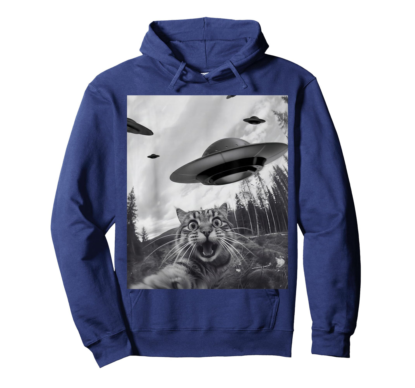 Funny Cat Selfie With Alien UFO Funny Cat For Men Women T-Shirt