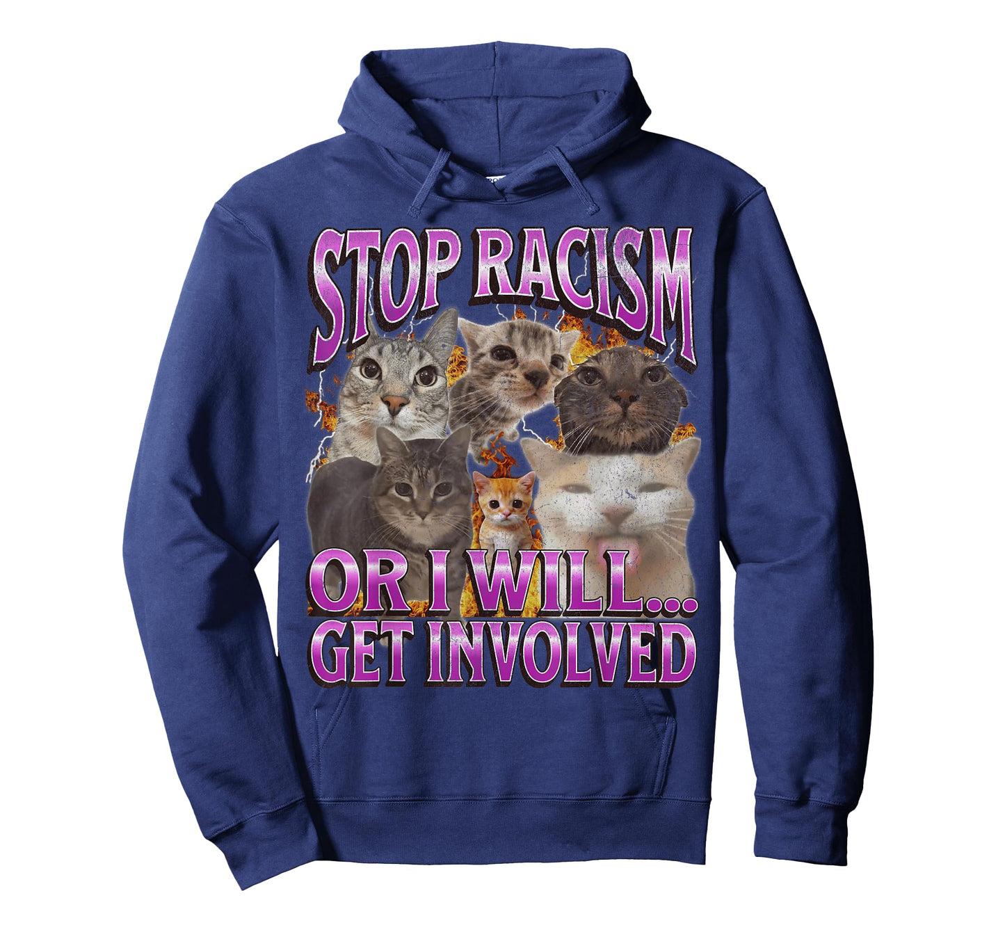 Stop Racism Or I Get Involved Funny Cat Meme Bootleg T-Shirt