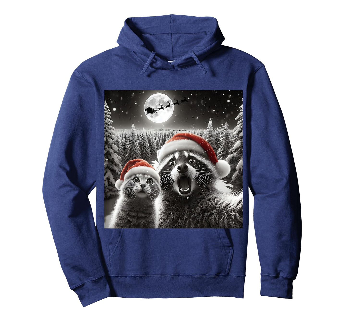 Cat Selfie Racoon Funny Santa Christmas Dog Trending T-Shirt