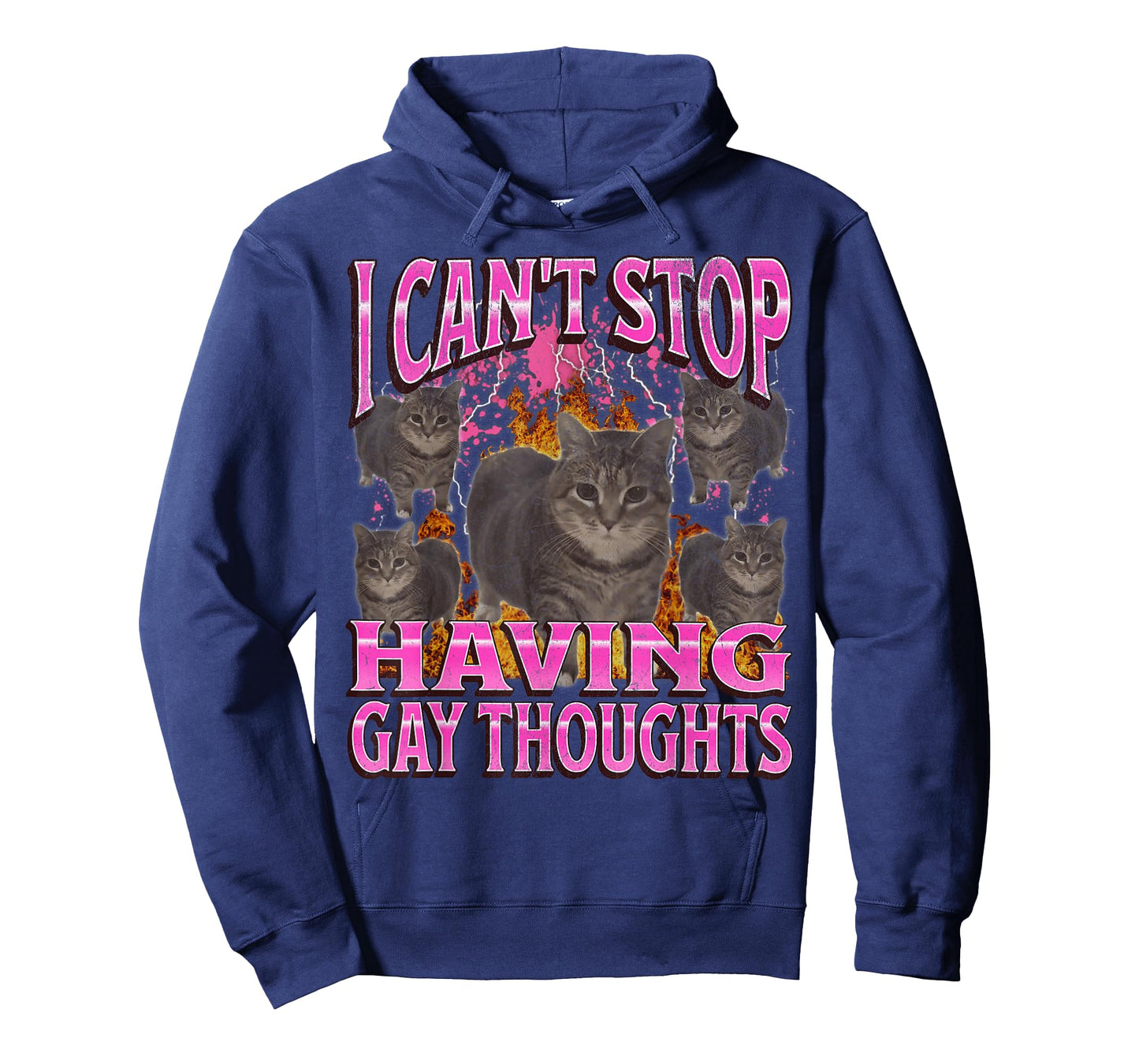 Can't Stop Having Gay Thoughts Funny Cat Meme Bootleg T-Shirt