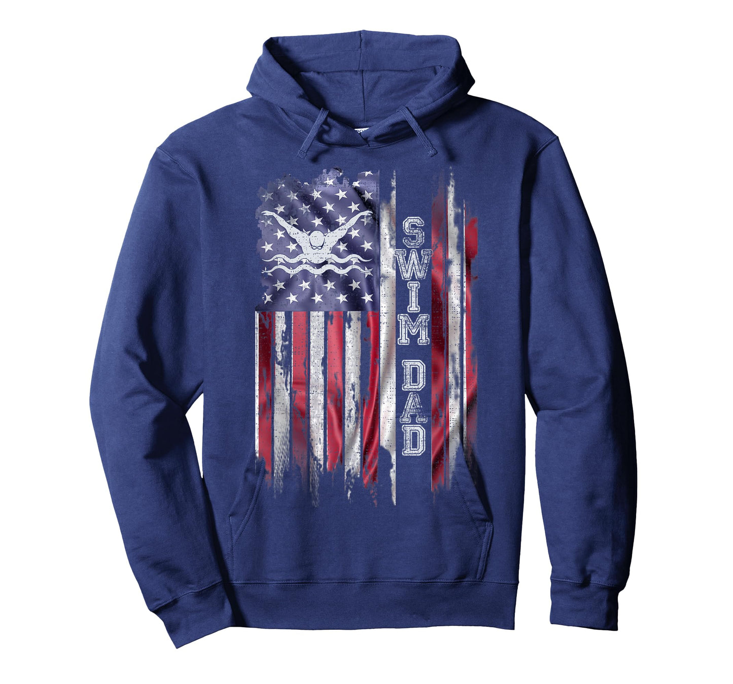 Vintage USA Flag Proud Swimming Dad Swim Swimmer Silhouette T-Shirt