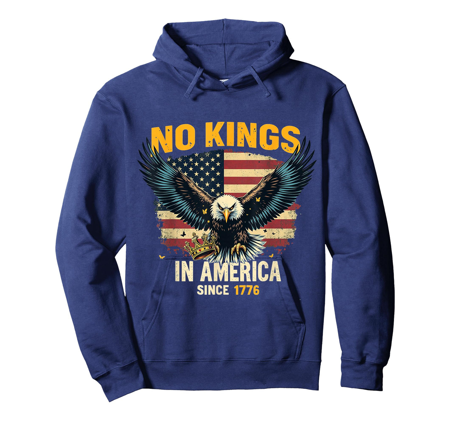 No Kings in America Since 1776 Distressed USA Flag Vintage T-Shirt