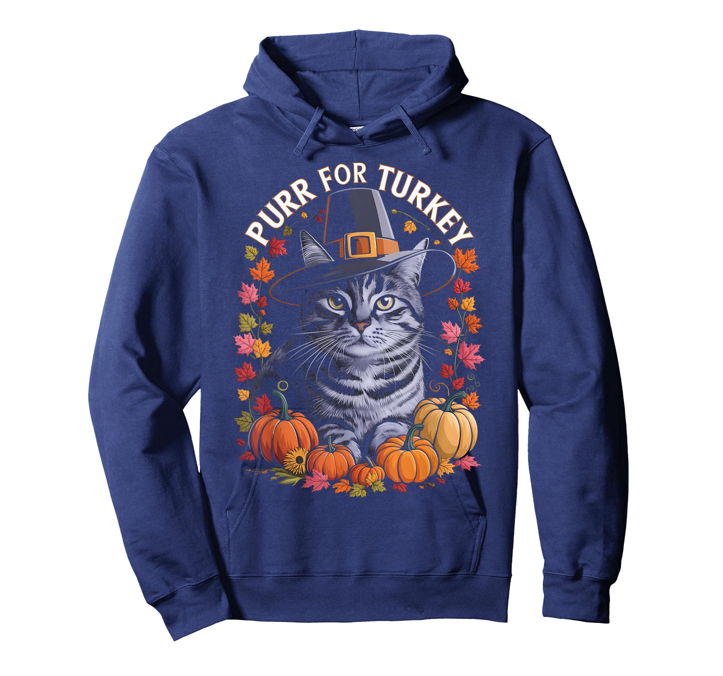 Thanksgiving Pilgrim Cat Lover Purr For Turkey Men Women Kids T-Shirt