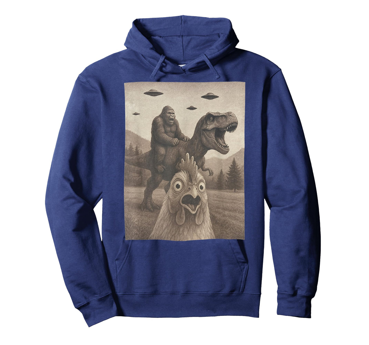 Funny Chicken Shirts, Chicken Selfie Bigfoot Riding T rex T-Shirt