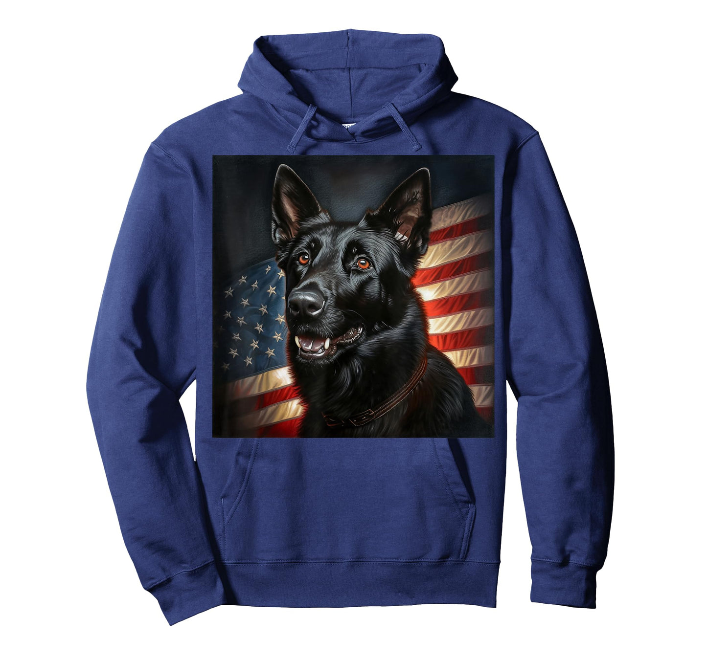 Black German Shepherd Awesome Patriotic USA Flag Portrait T-Shirt