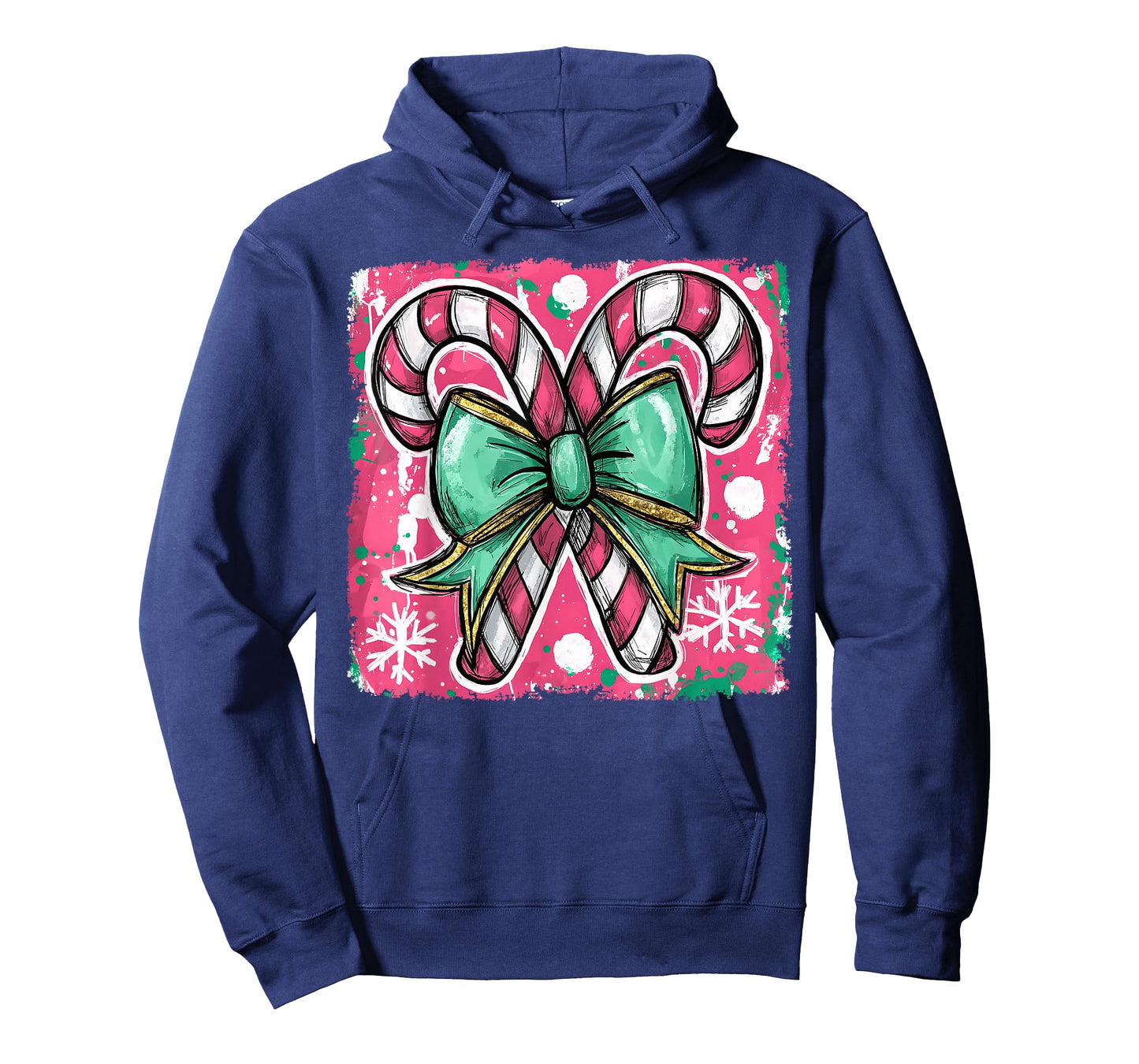 Retro Coquette Bow Candy Cane Christmas Season Colorful T-Shirt