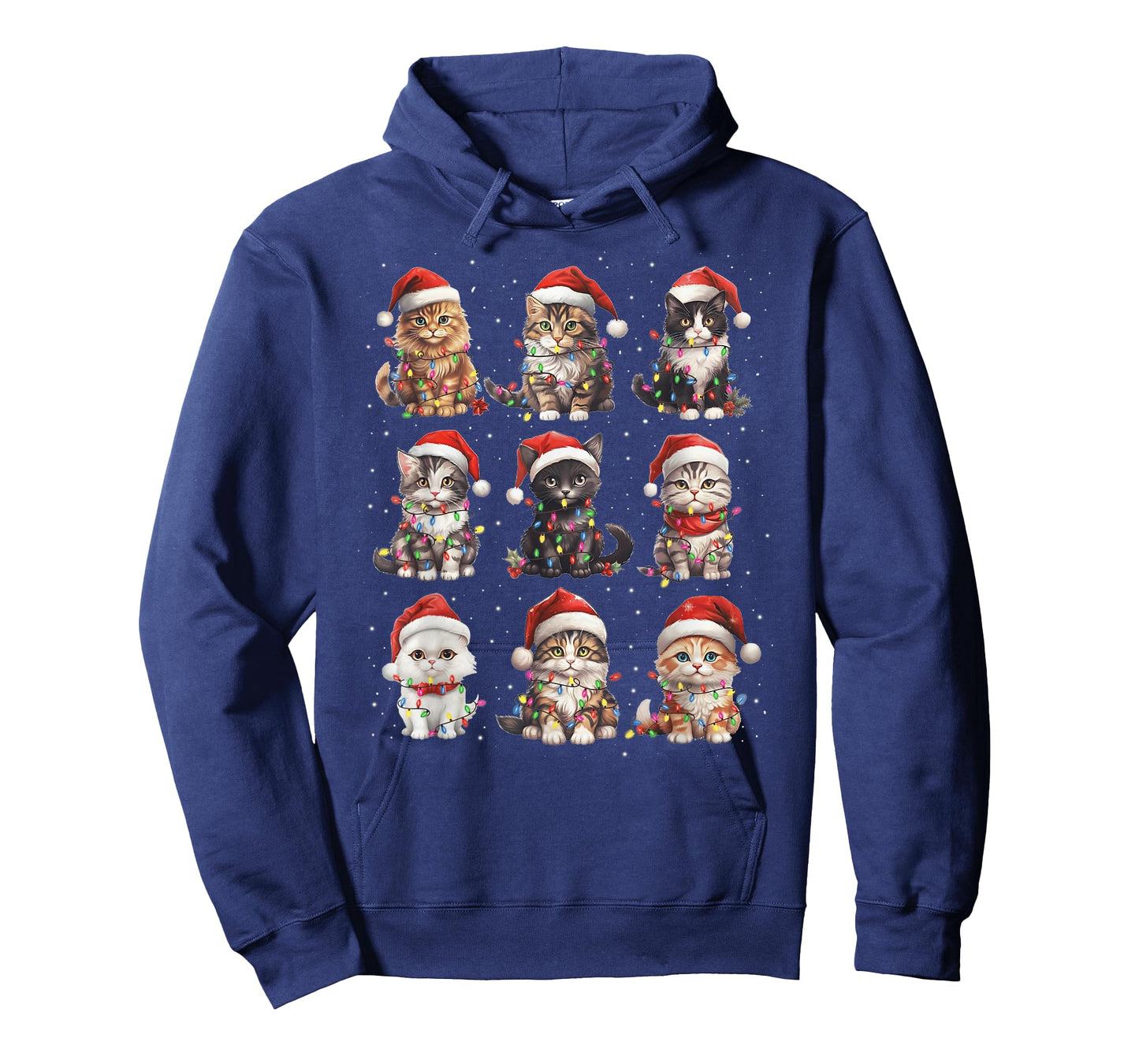 Santa Cats Tangled Up in Christmas Tree Lights Funny Cat Pet T-Shirt