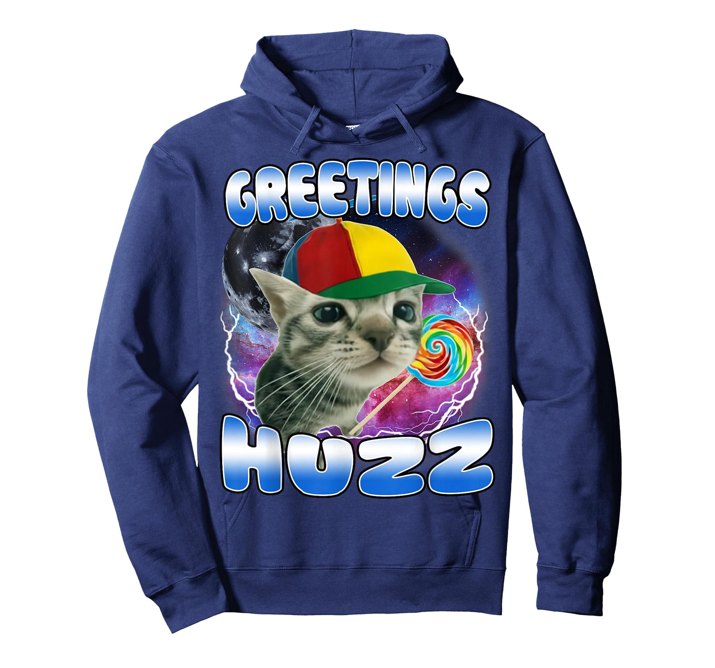 Lollipop Cat Meme Greetings Huzz Funny Silly Cats Brainrot T-Shirt