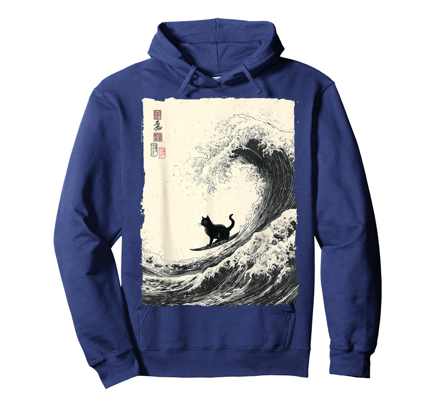 Funny Cat Surfing The Great Wave Japanese Ukiyo-e Art T-Shirt