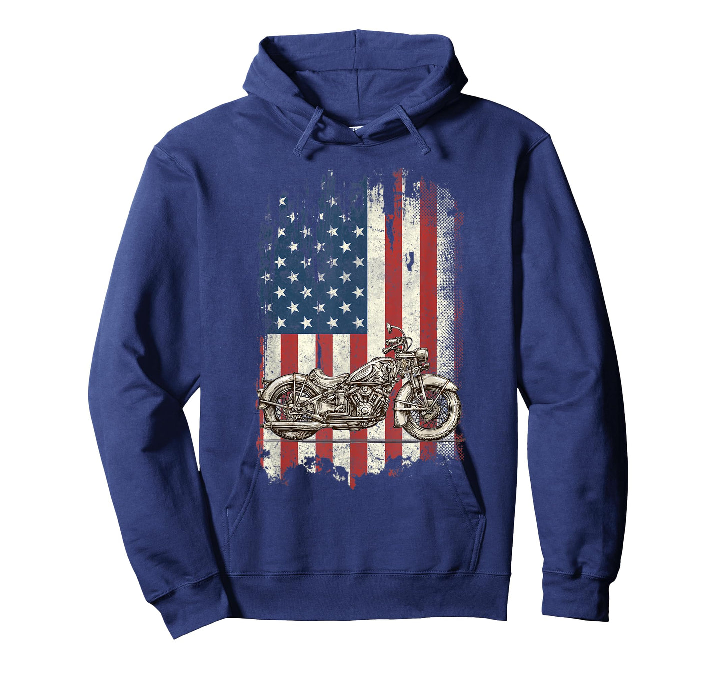Motorcycle American Flag Distressed Vintage Biker Patriotic Women Kids Men T-Shirt