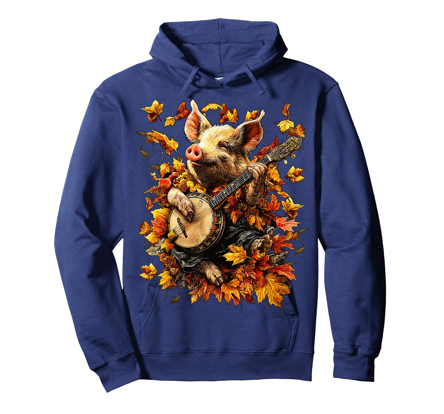 Banjoist Pig Playing Banjo Picker Fall Leaves Autumn Animal T-Shirt