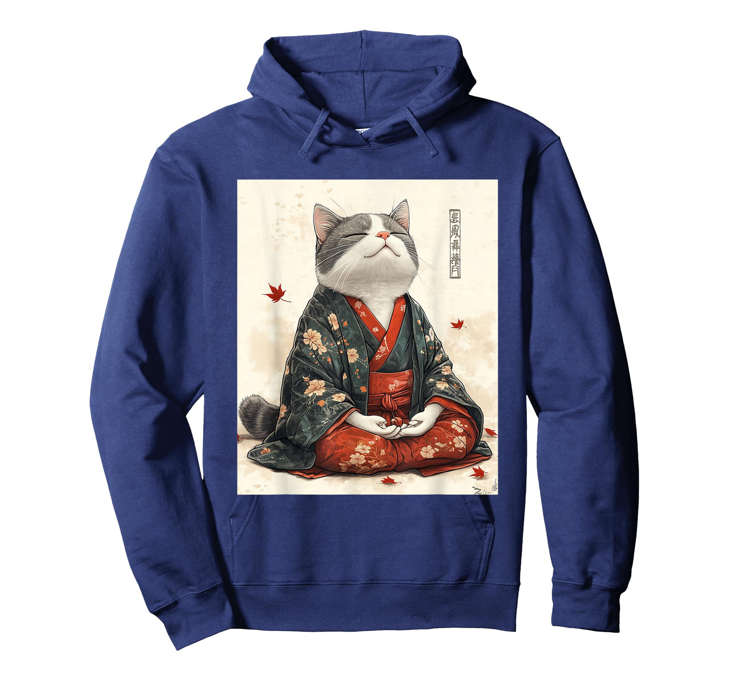 Zen Cat T-Shirt - Meditating Japanese Art Style Graphic Tee T-Shirt