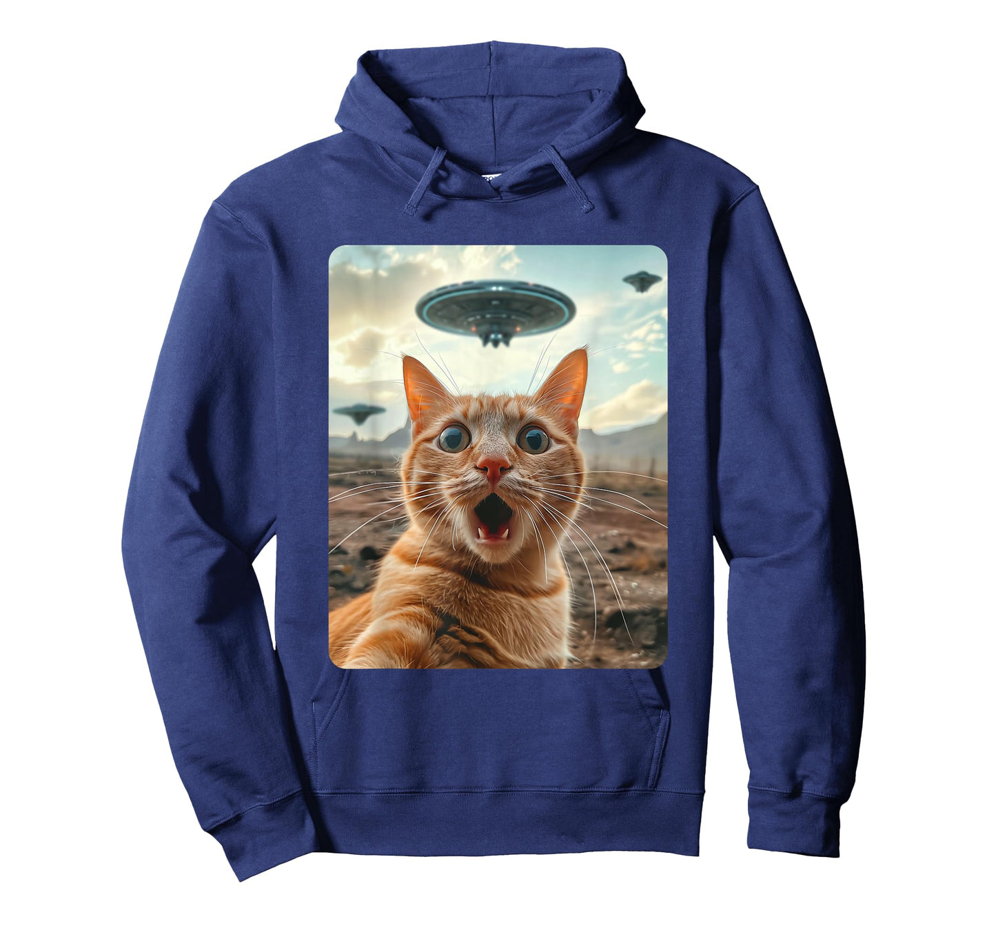 Extraterrestrial Encounter: Cat Selfie with UFO T-Shirt