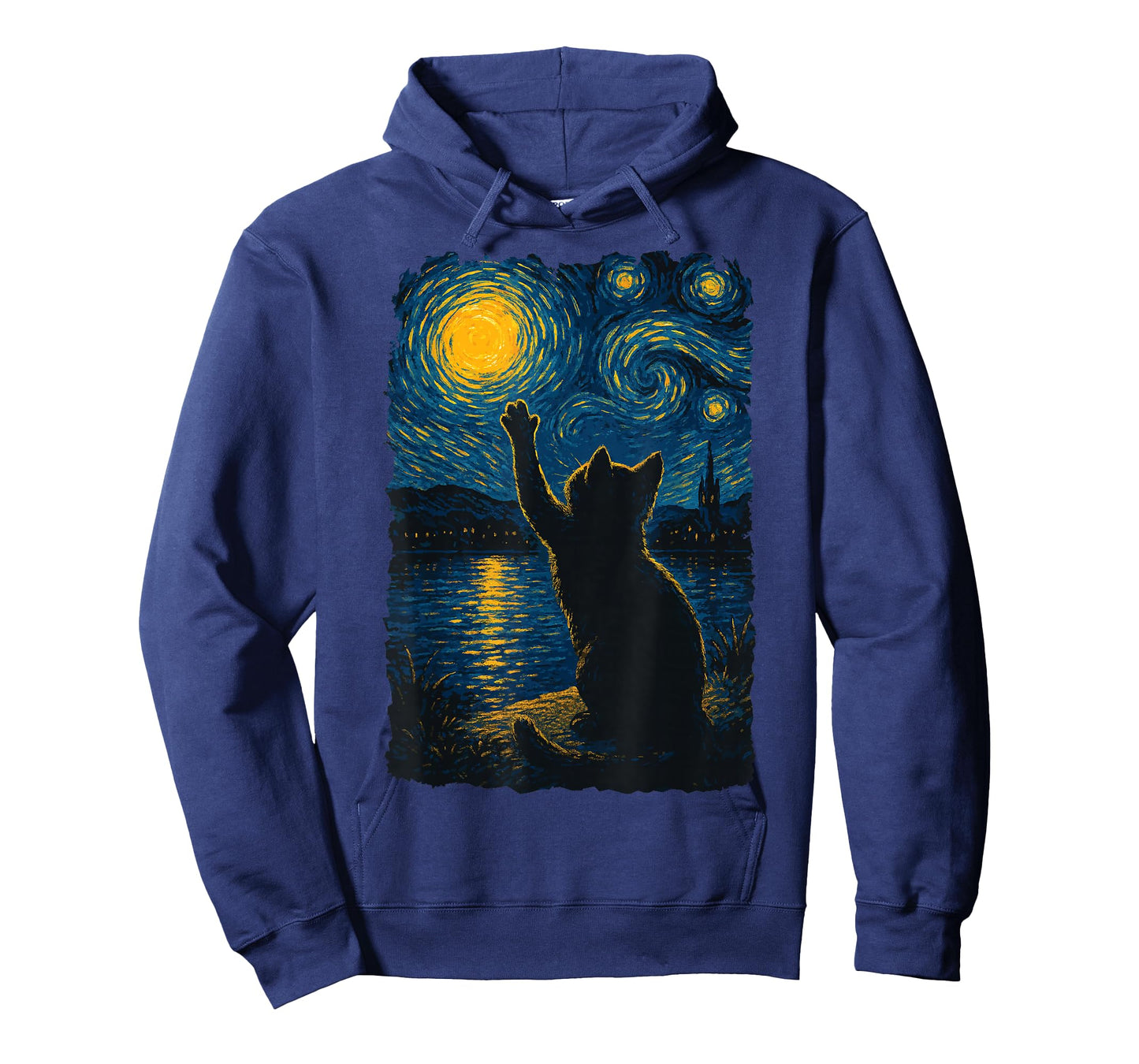 Cat Starry Night Funny Painting Van Gogh Cat Lover Art T-Shirt