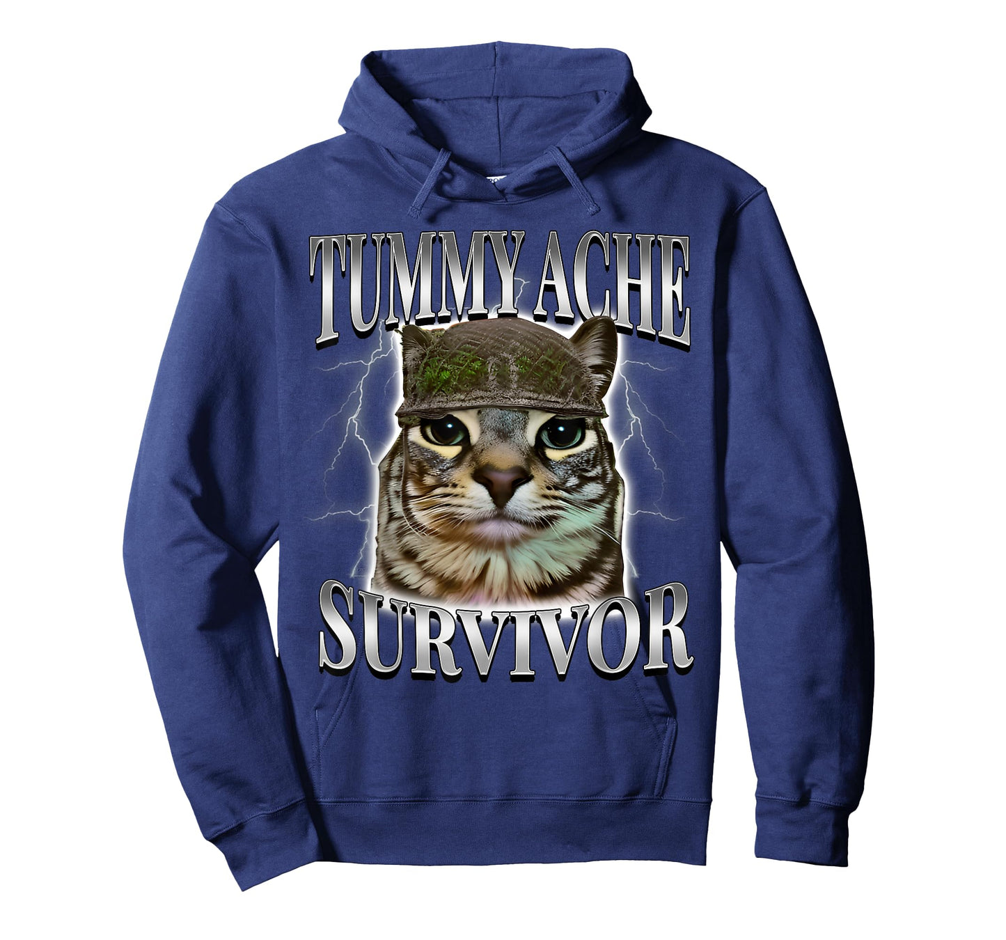 Tummy Ache Survivor Cat Funny Saying Cats Animals Meme T-Shirt