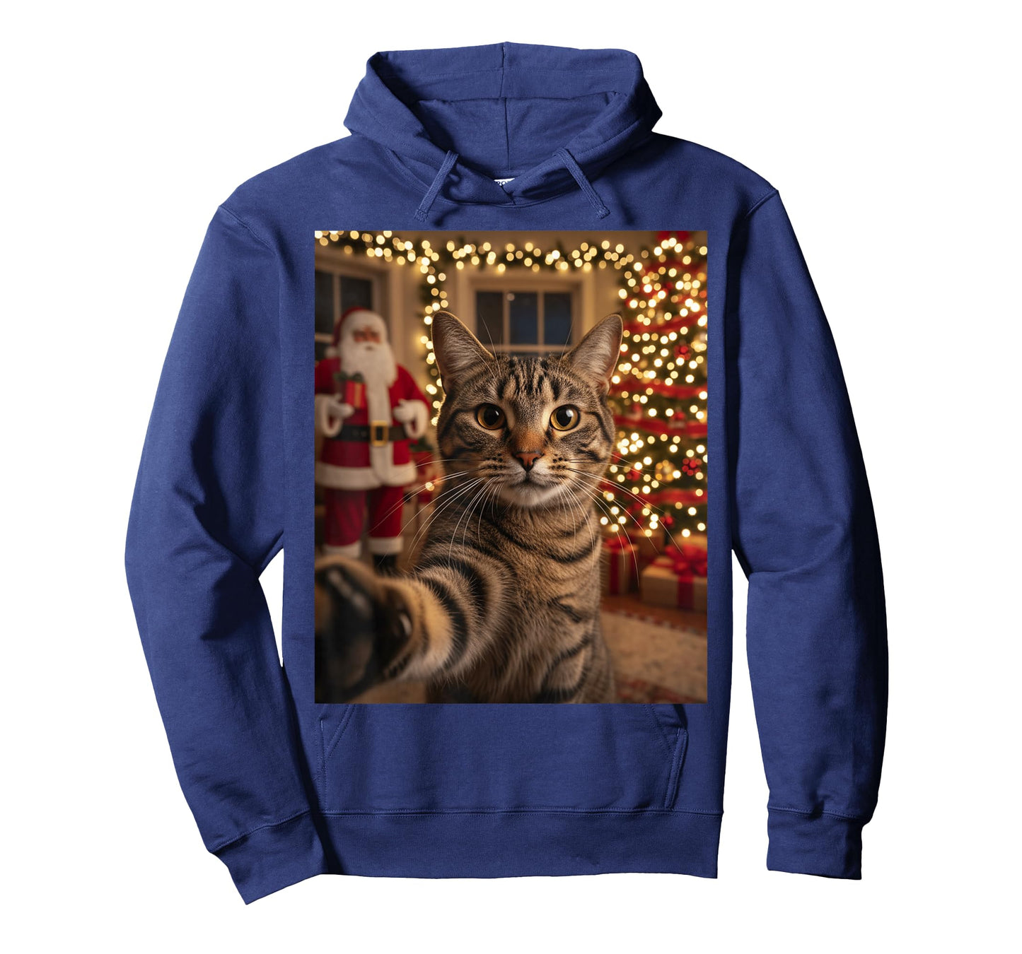 Christmas Cat Selfie with Santa Funny Xmas Holiday Men Women T-Shirt