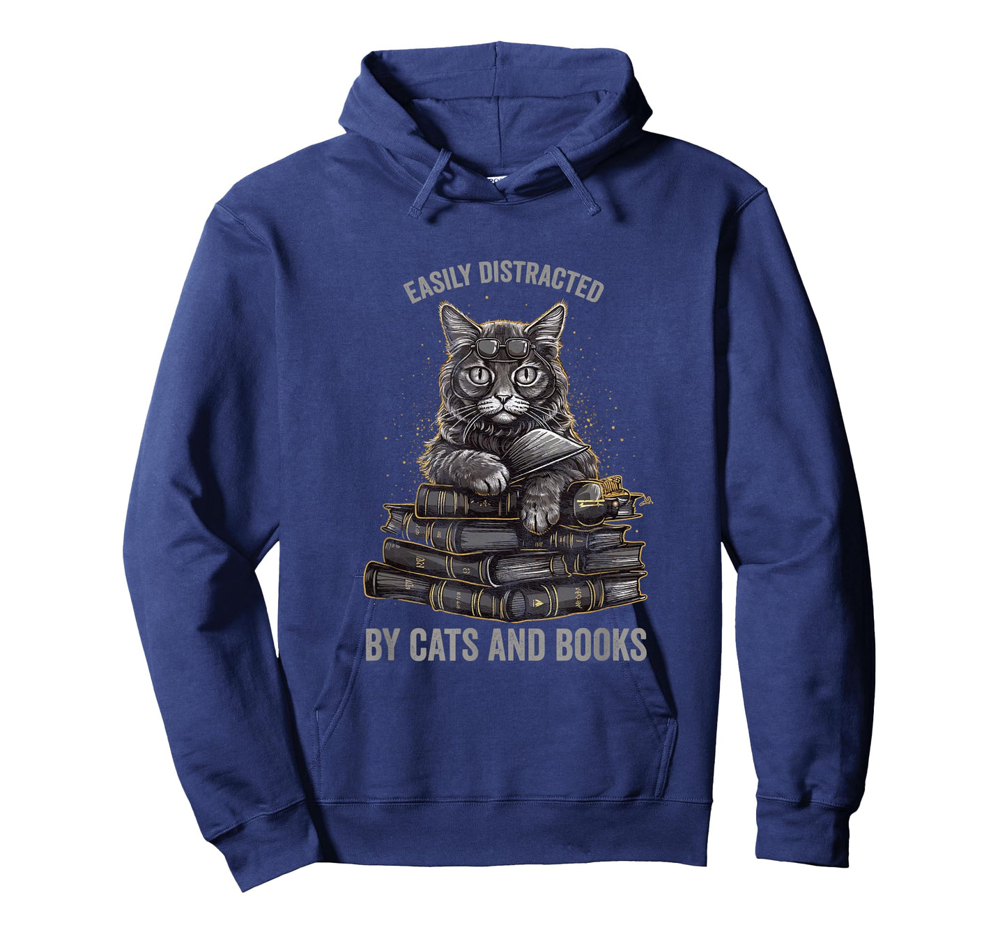 Easily Distracted by Cats and Books Book Reading Lovers T-Shirt