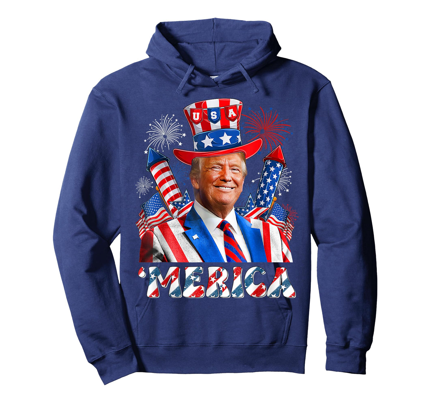 'Merica Trump Happy 4th of July Trump American Flag Funny T-Shirt