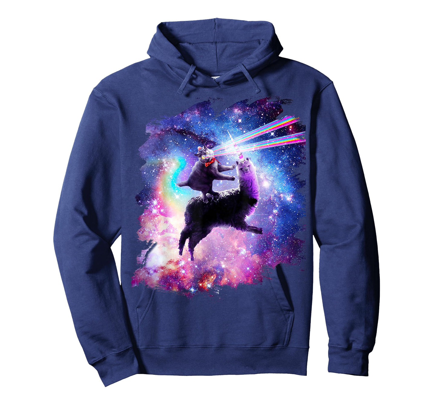 Laser Eyes Outer Space Cat Riding On Llama Unicorn T-Shirt