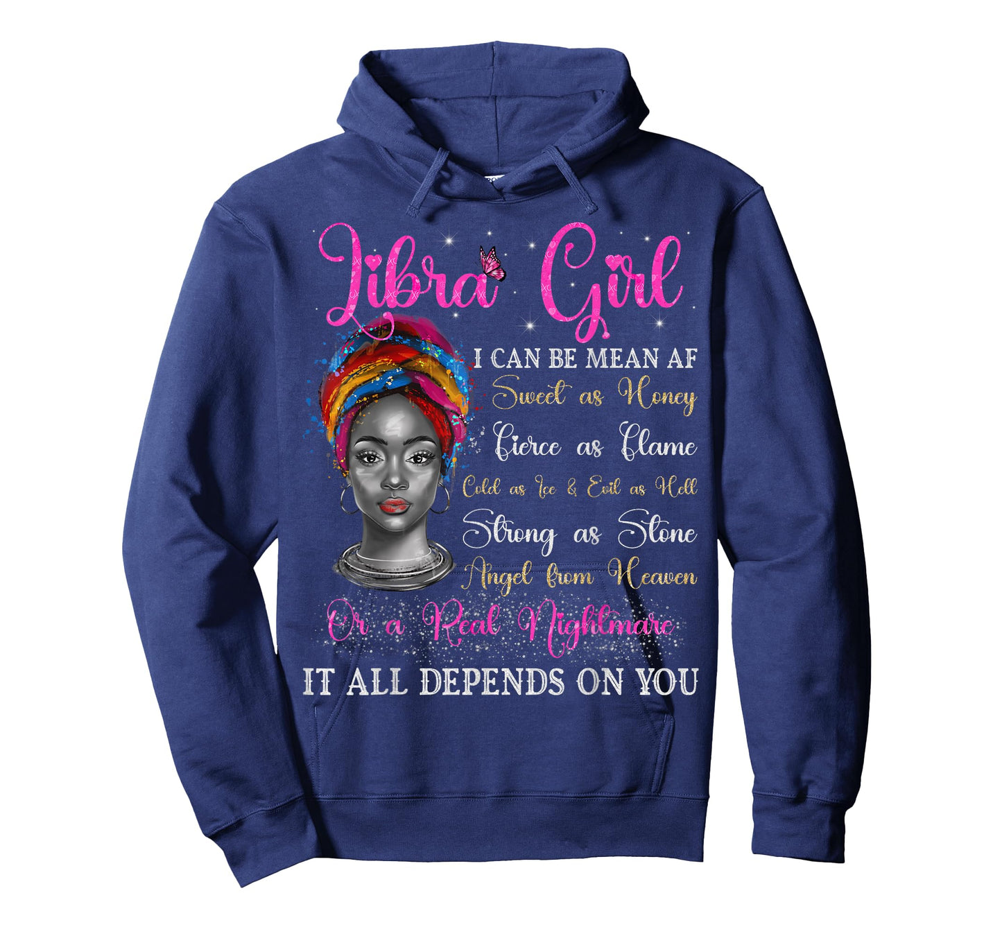Libra Girl Black Queen Zodiac Birthday Afro Natural Woman T-Shirt