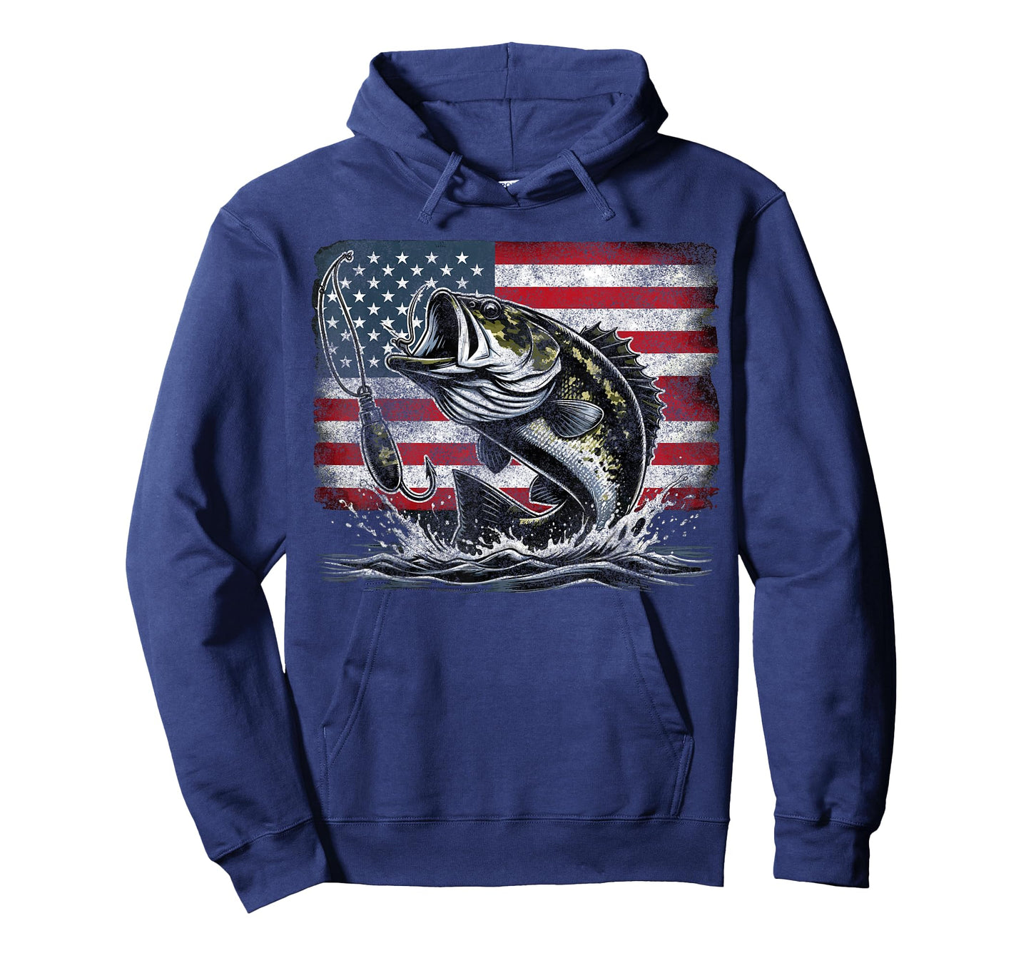 Fishing Retro American Flag Bass Fish Fisherman Camo T-Shirt