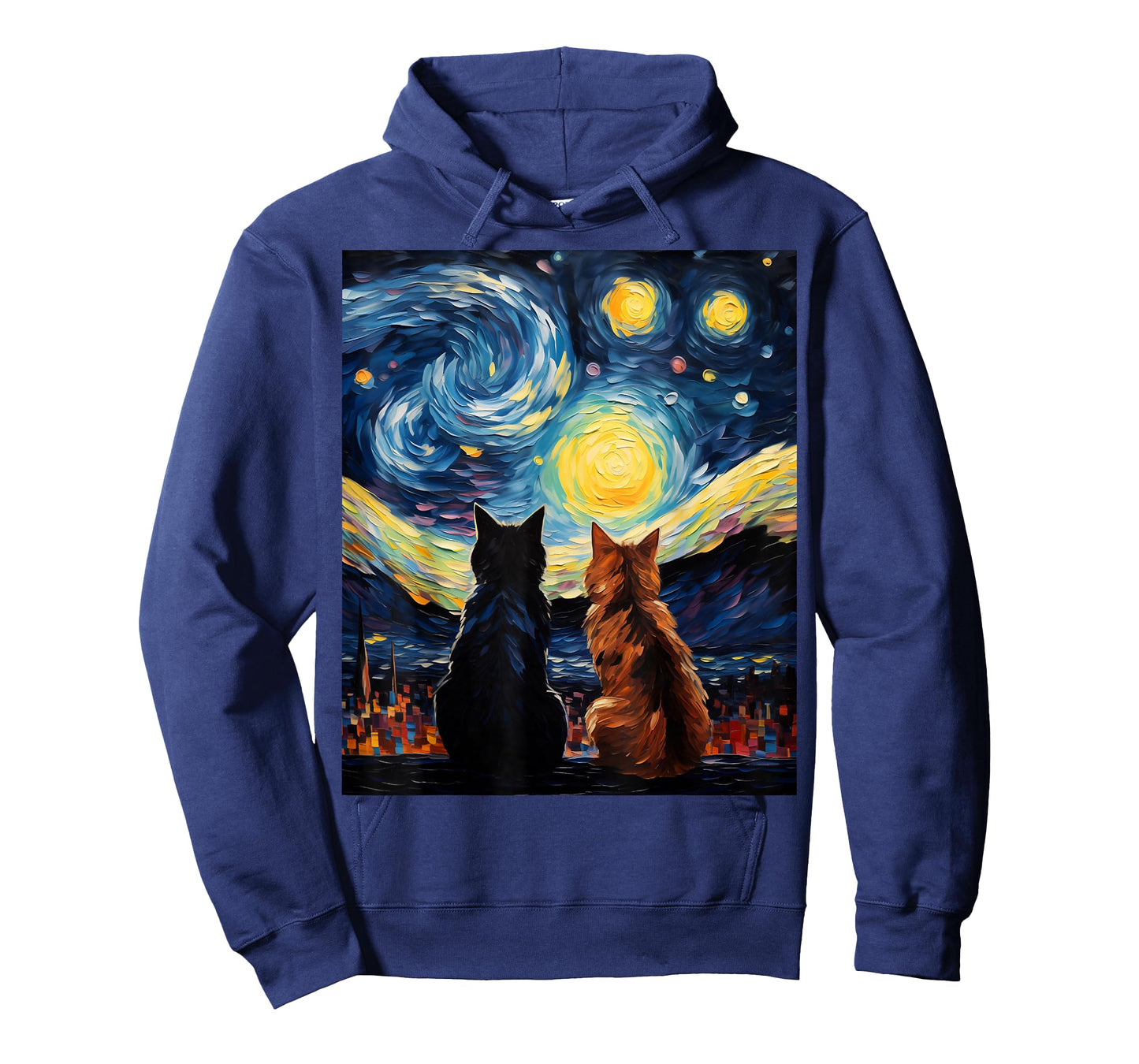 Funny Couples Cats Lover Starry Night Vincent Van Gogh Cat T-Shirt
