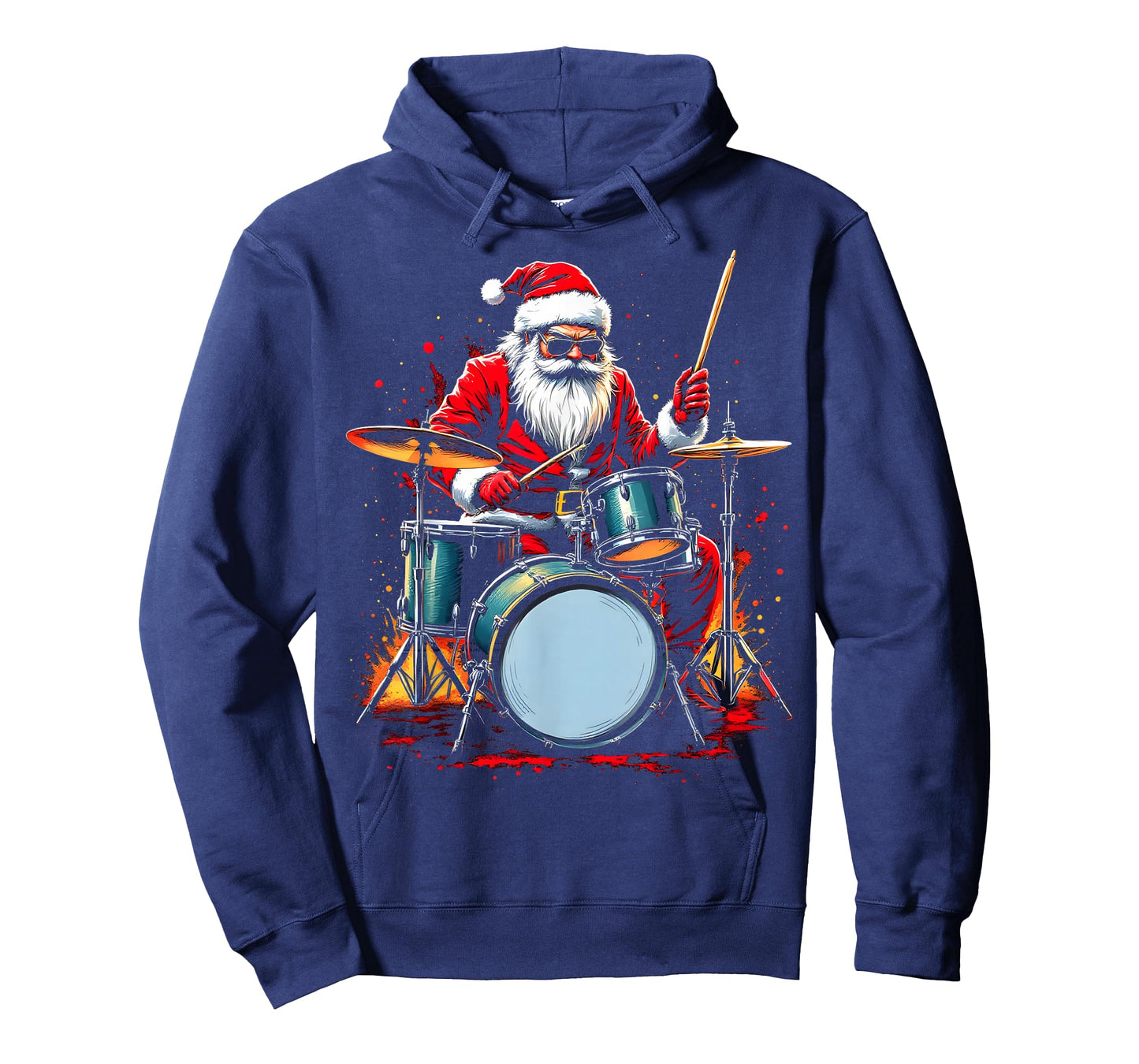 Drummer Santa Playing Drums Funny Christmas Music Lover Boys T-Shirt