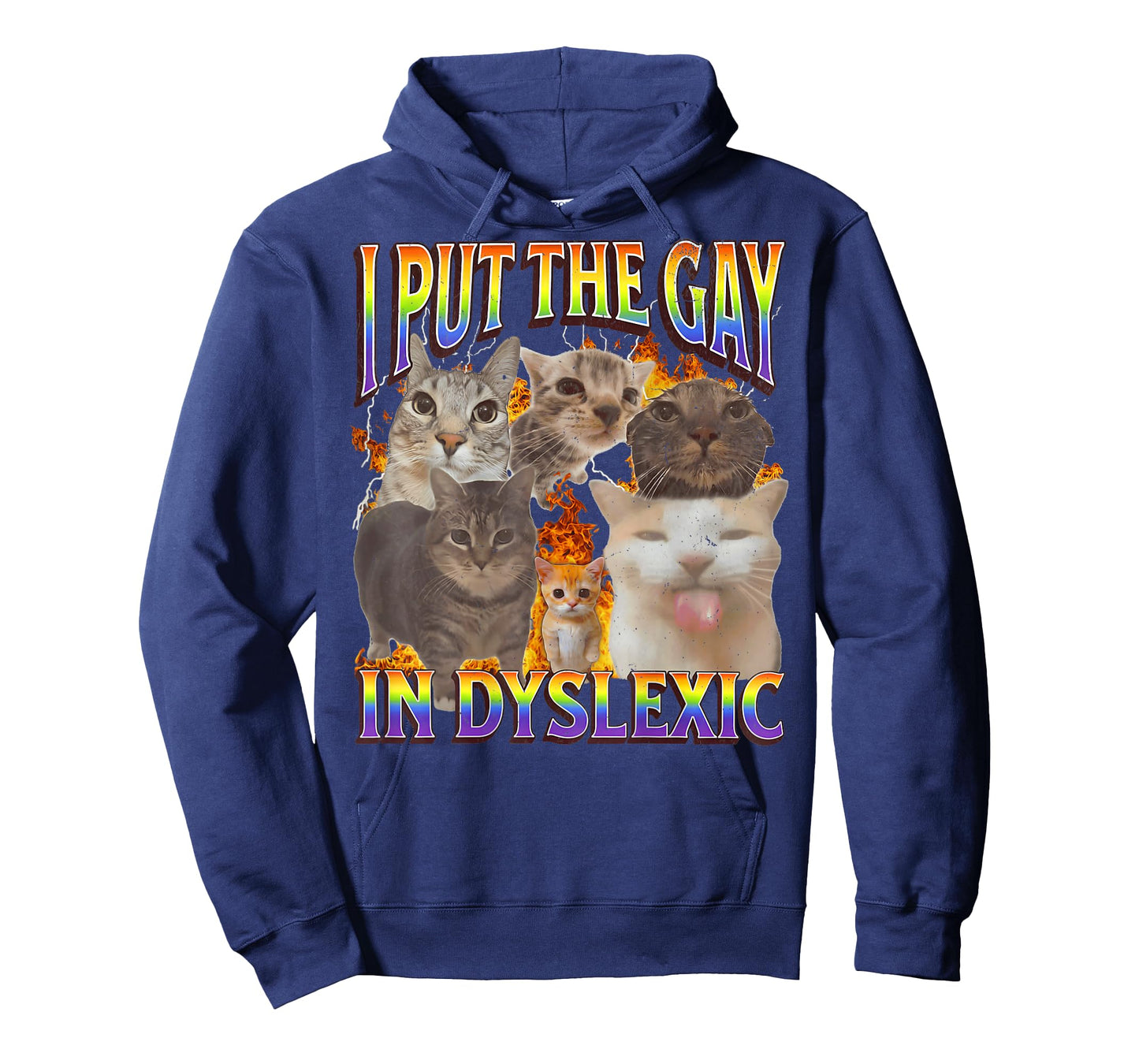 BACK I Put The Gay In Dyslexics Funny Cat Meme Bootleg Quote T-Shirt