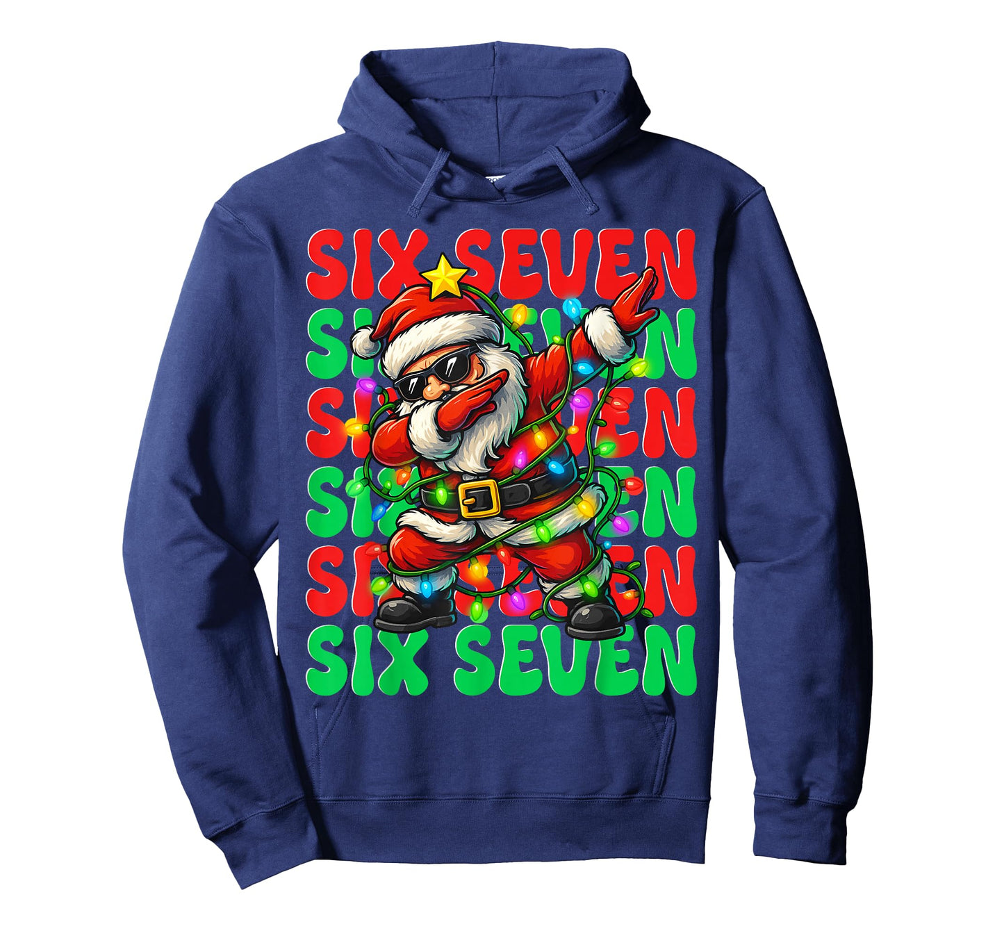 Six Seven 6 7 Meme Dabbing Santa Christmas 67 Pajama Costume T-Shirt