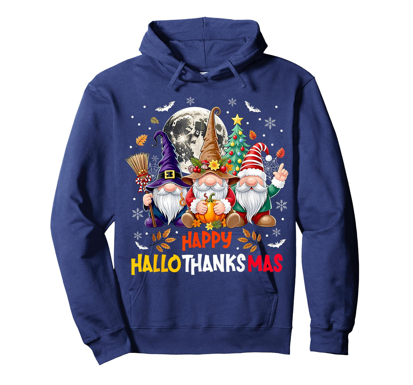 Happy Hallothanksmas Gnomes Lover Halloween Merry Christmas T-Shirt
