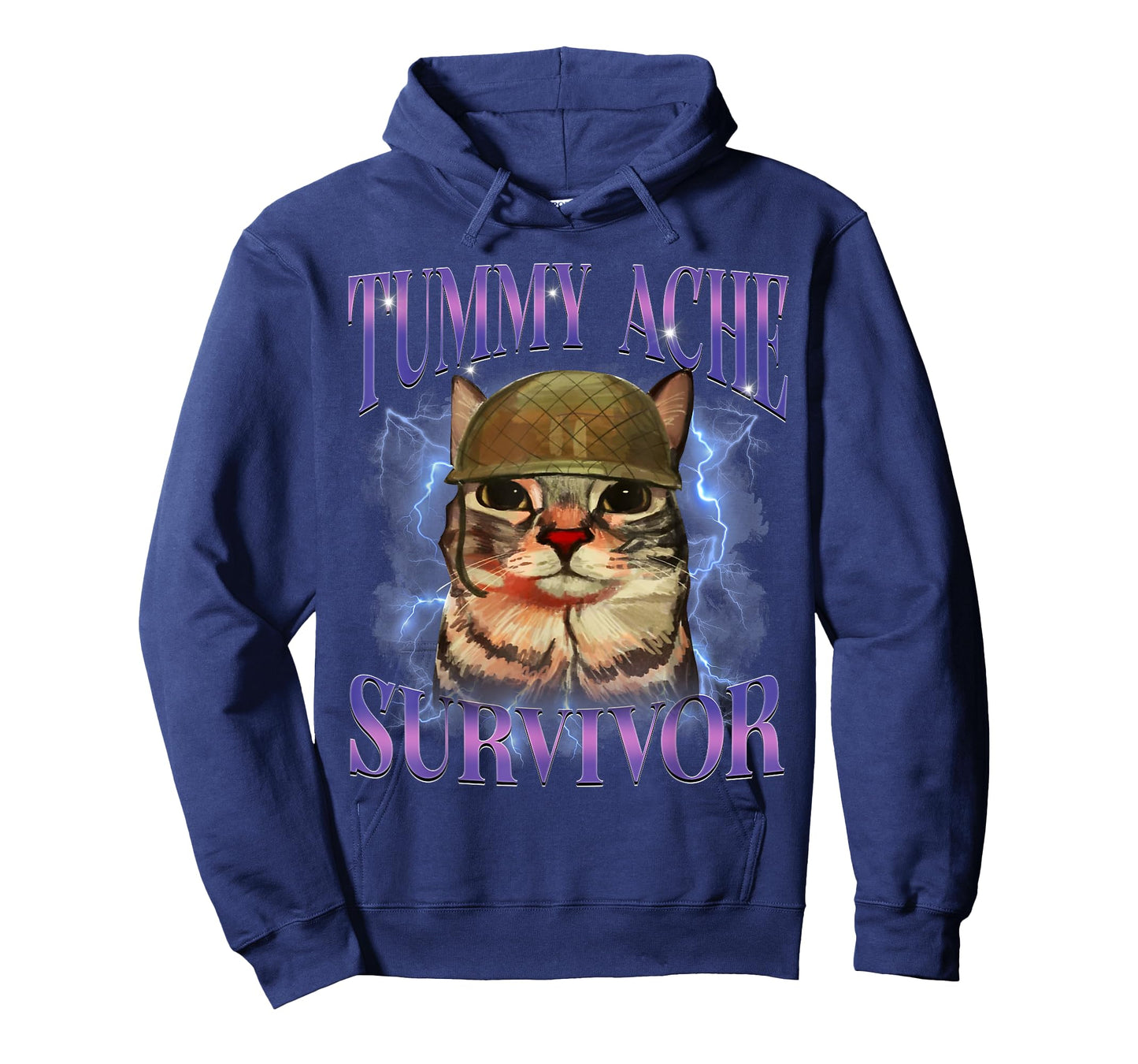 Funny Cat Meme Tummy Ache Survivor Sarcasm Humor Cats Saying T-Shirt for Men Women