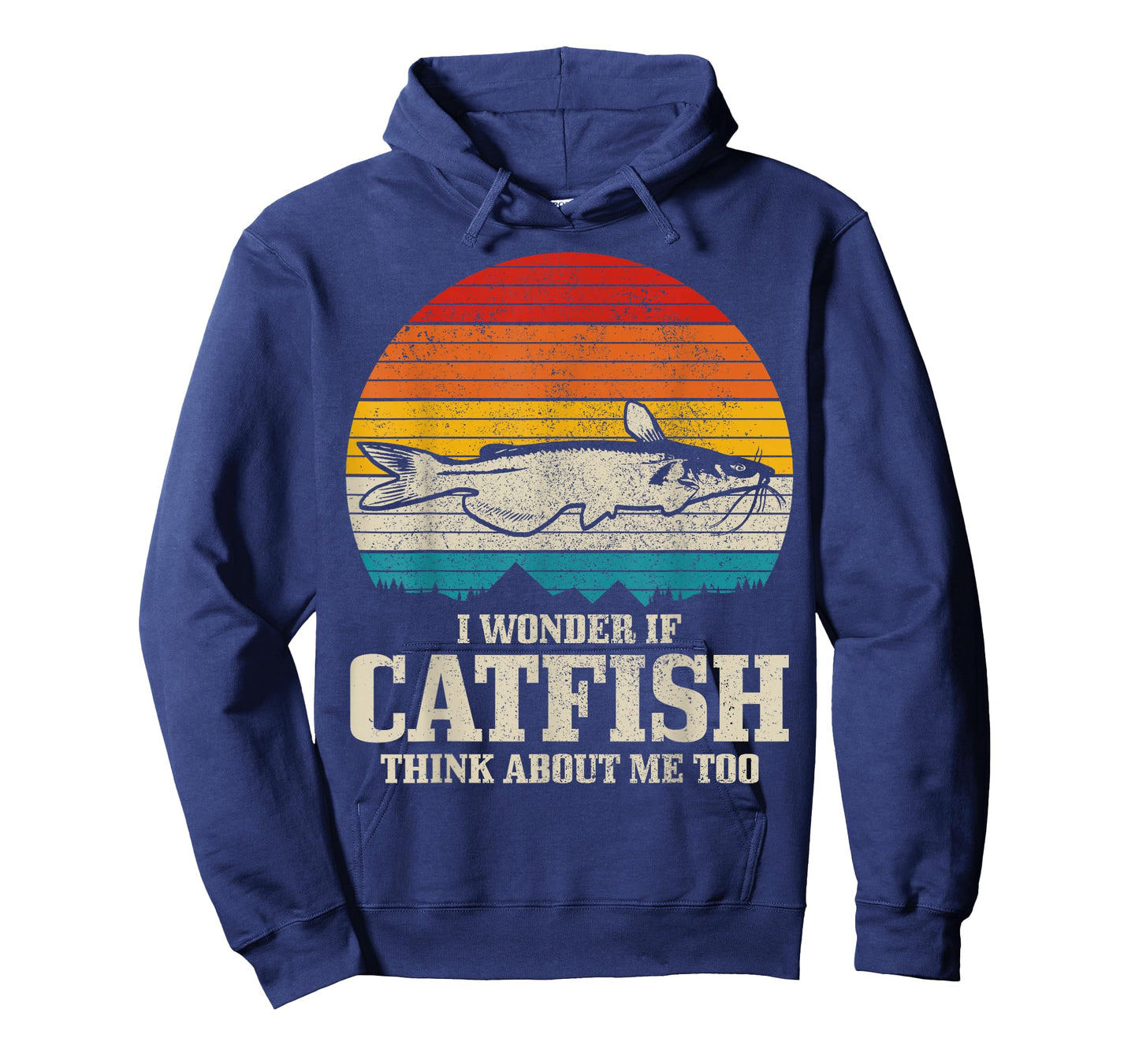 I Wonder If Catfish Think About Me Vintage Funny Catfishing T-Shirt