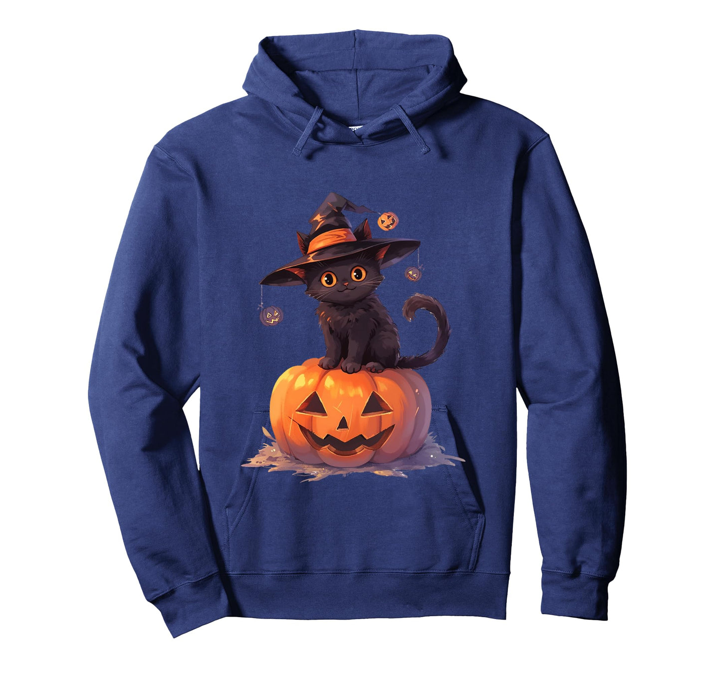 Cute Halloween Cat Witch Witch Cat On Pumpkin Long Sleeve T-Shirt