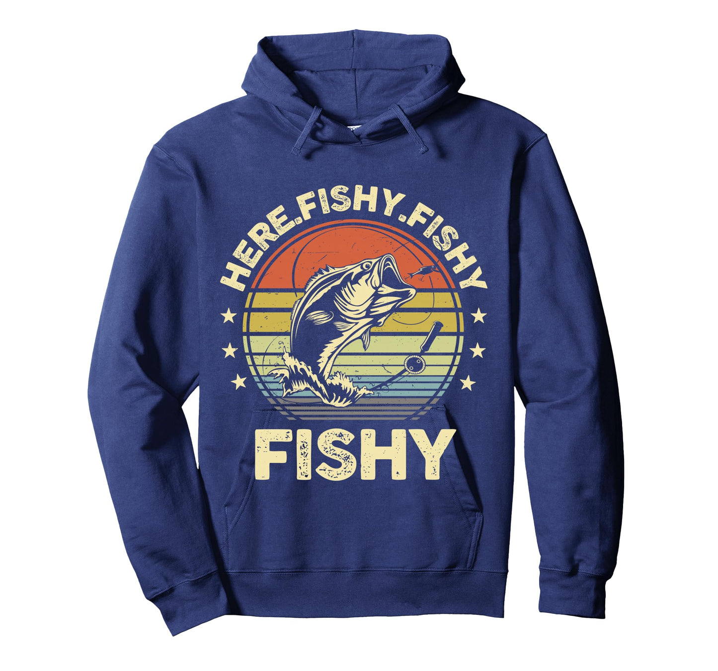 Fishing Here-Fishy Bass Fish Funny Dad Graphic Long Sleeve T-Shirt