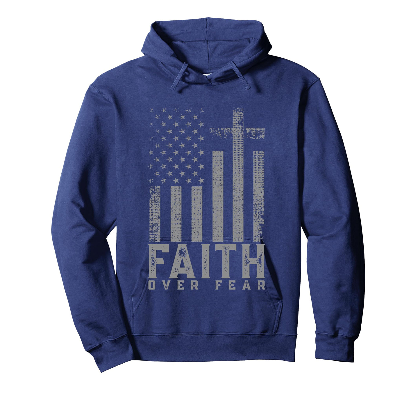 Faith Over Fear Cool Christian Cross American USA Flag Long Sleeve T-Shirt