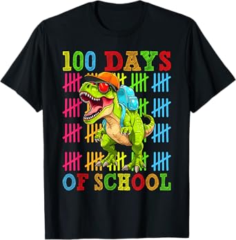 100 Days of School 100th Day Dinosaur For Boys Mens Father T-Shirt