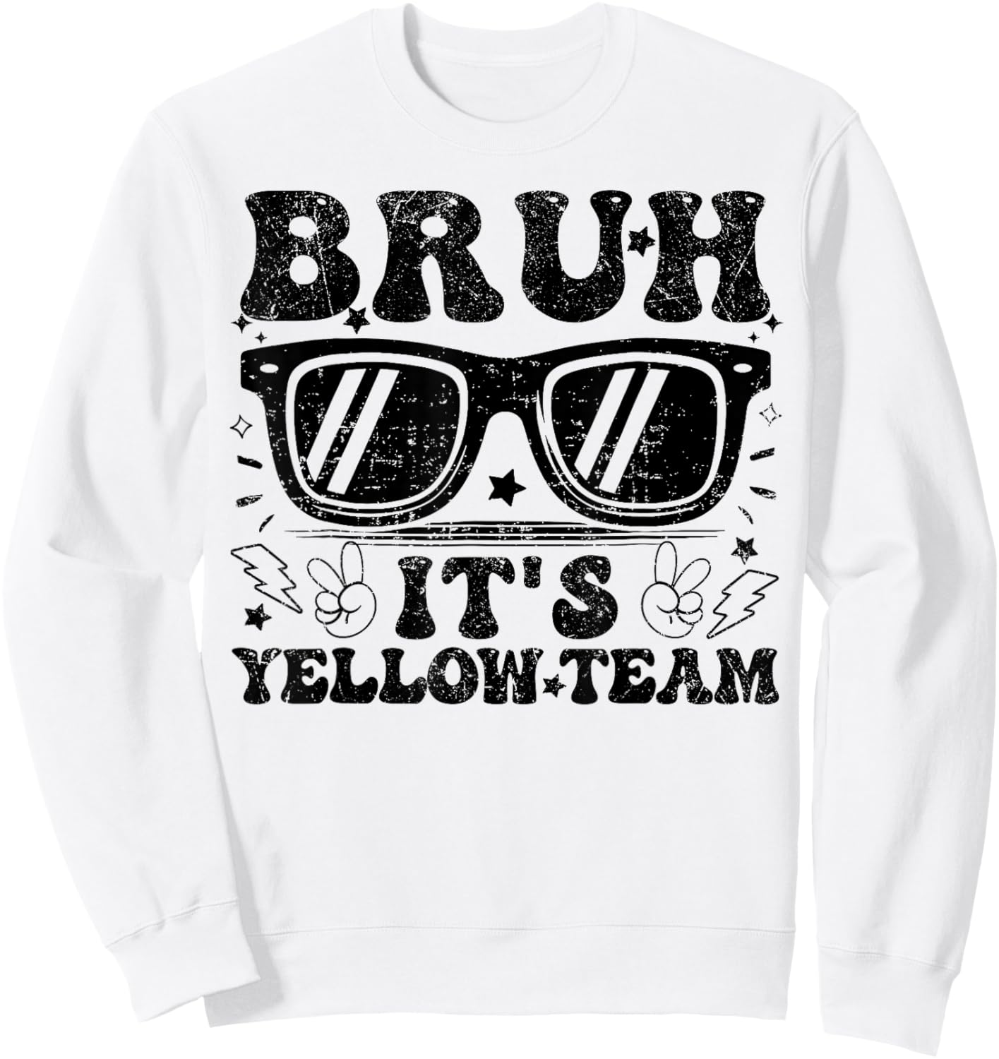 Field Day Bruh It's Yellow Team Teacher Boys Girl Peace Hand T-Shirt - Sweatshirt | White