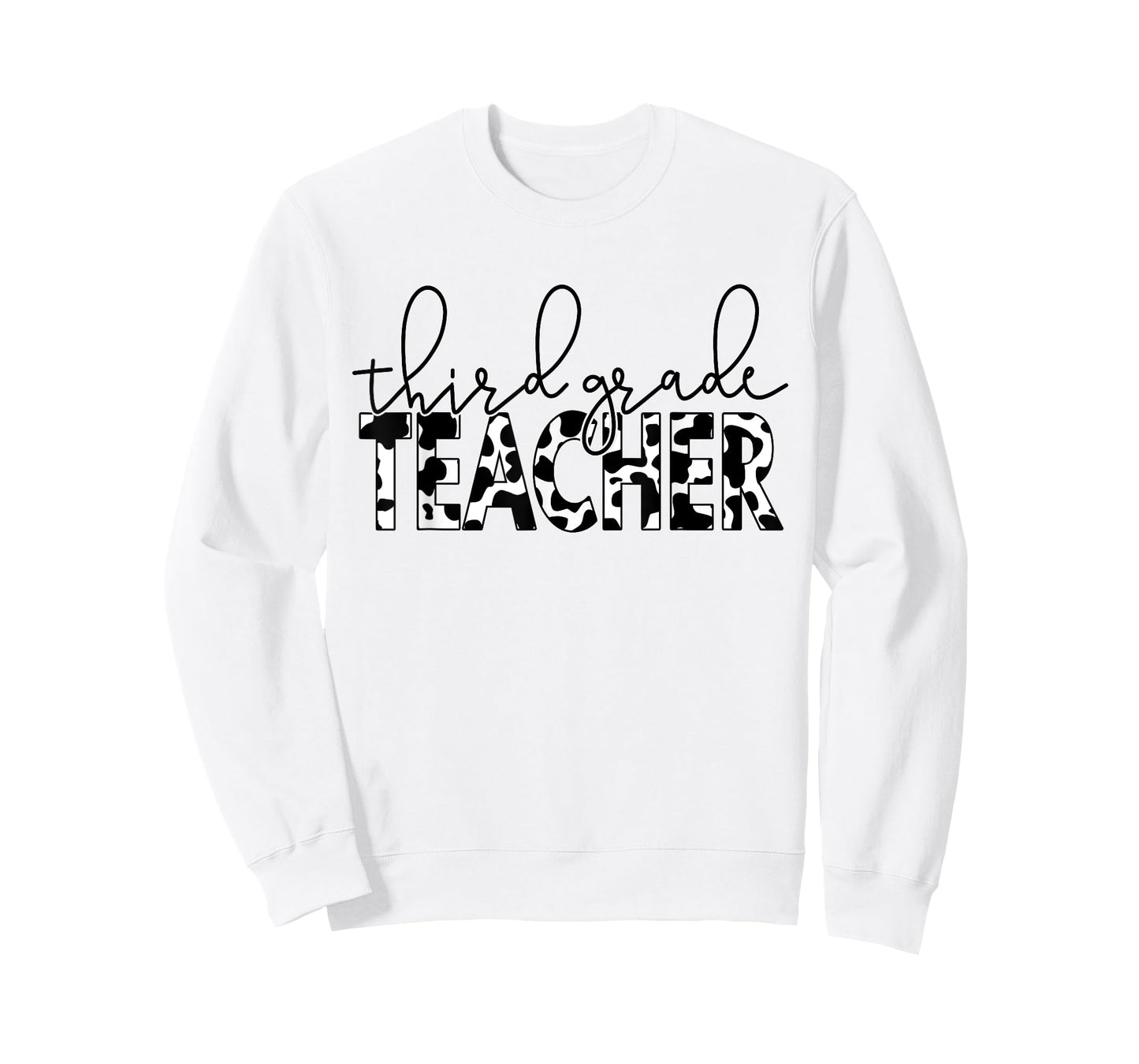 Cow Print 3rd Grade Elementary School Third Grade Teachers T-Shirt