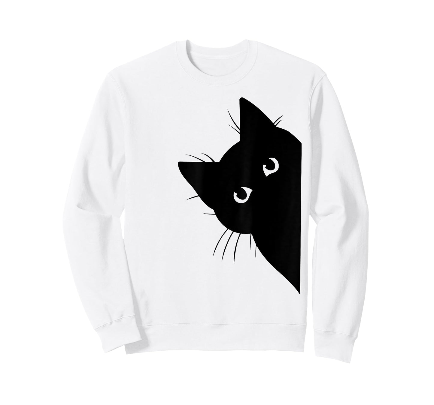 Curious Black Cat Peeking, Funny Sneaky Cat, Cat Mom Cat Dad T-Shirt
