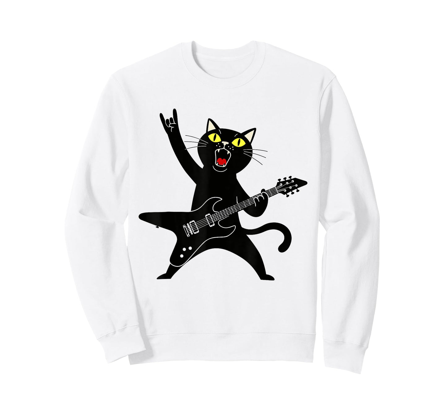 Rock and Roll Black Cat Playing Guitar T-Shirt