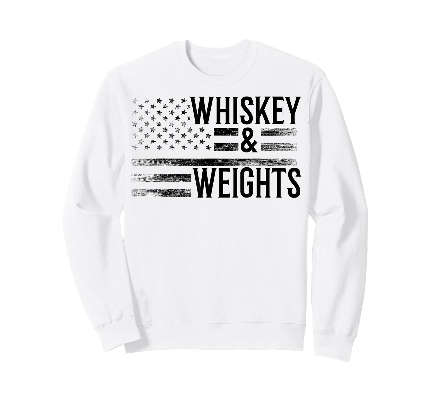USA Flag Whisky Gym Workout - Whiskey And Weights Women Men T-Shirt