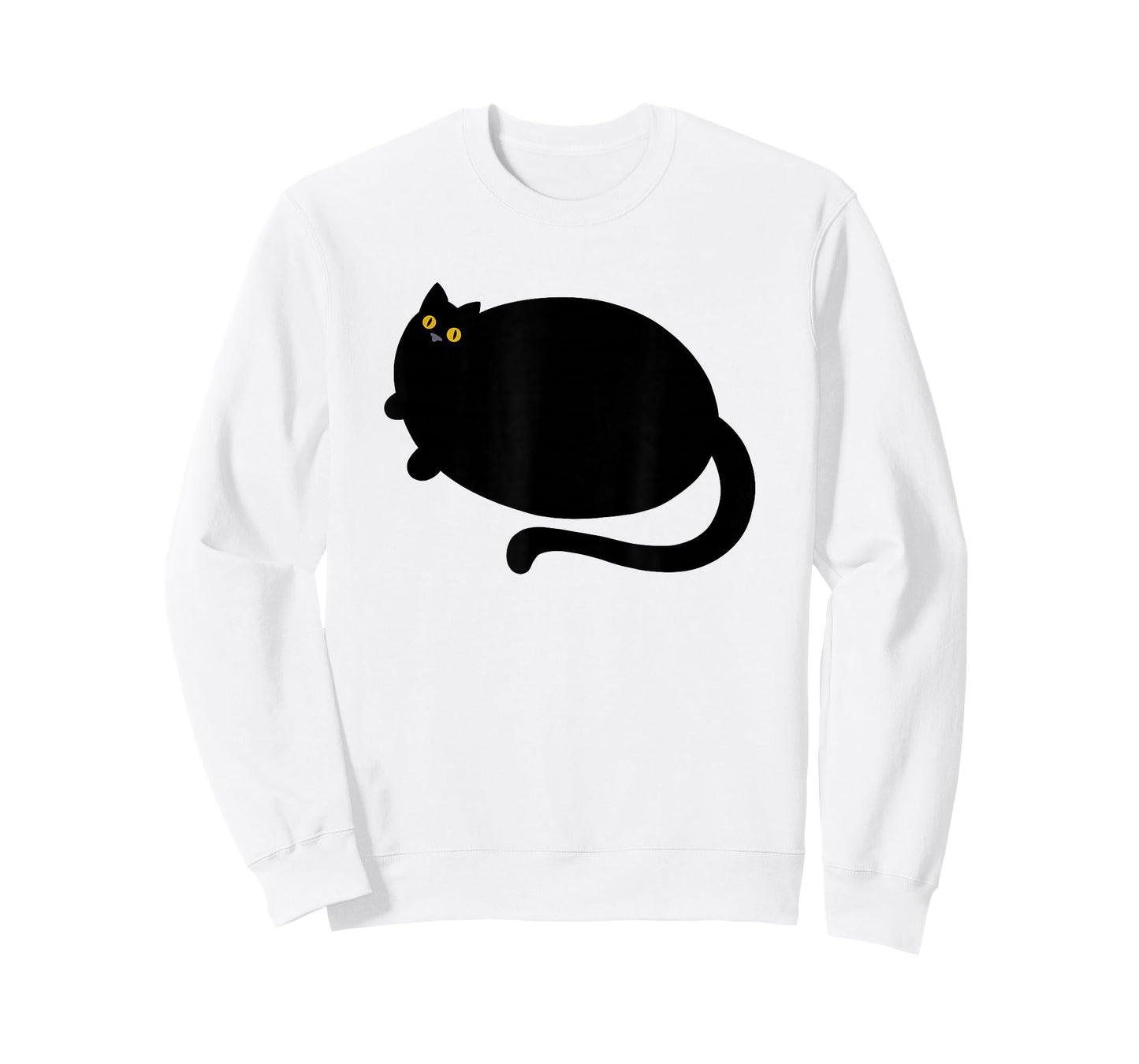 Fat Black Cat Funny BlackCat Fatty Curvy With Yellow Eyes T-Shirt