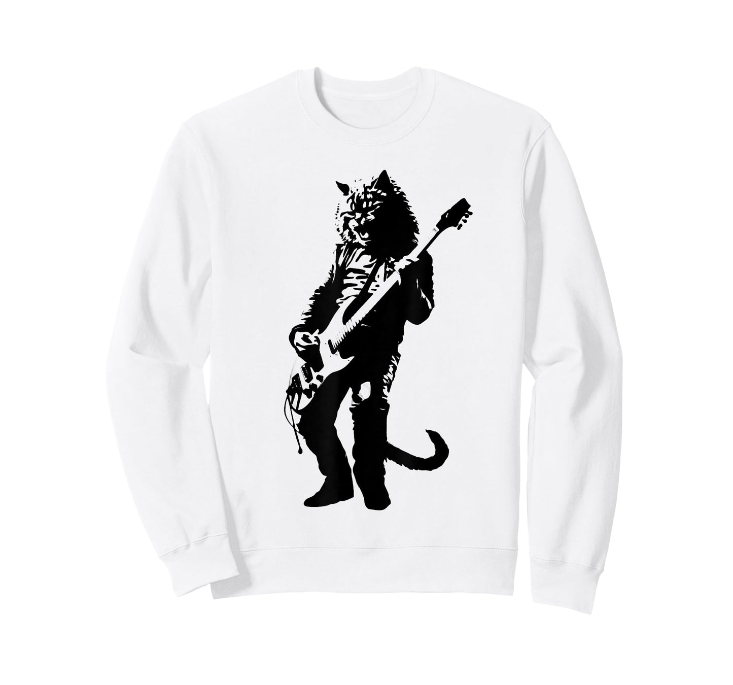Rock Cat Playing Guitar Funny Guitar Cat Tall T-Shirt