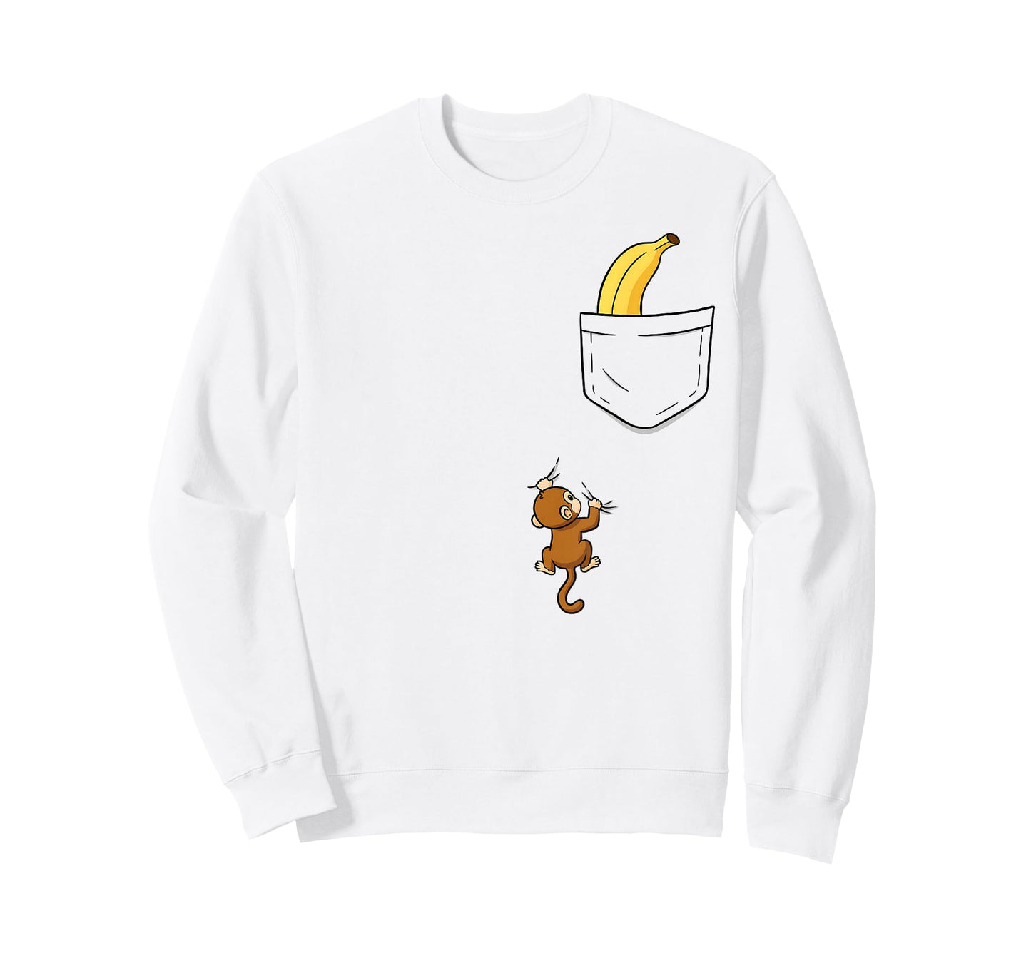 Monkey Climbs for Banana Funny Animal Pocket Design T-Shirt