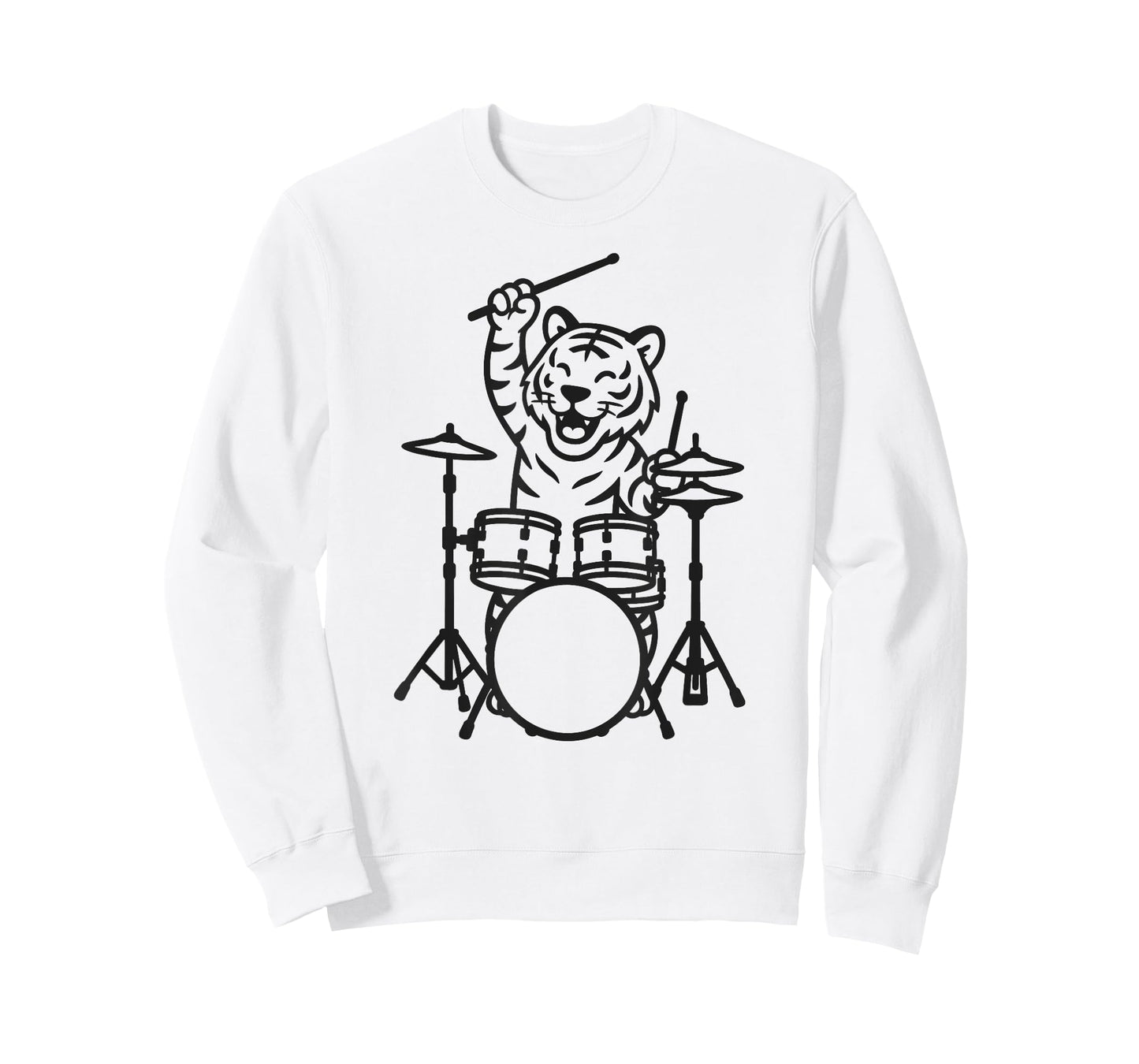 Funny Tiger Drummer Drumming Drums Music Lover Boys Girls T-Shirt