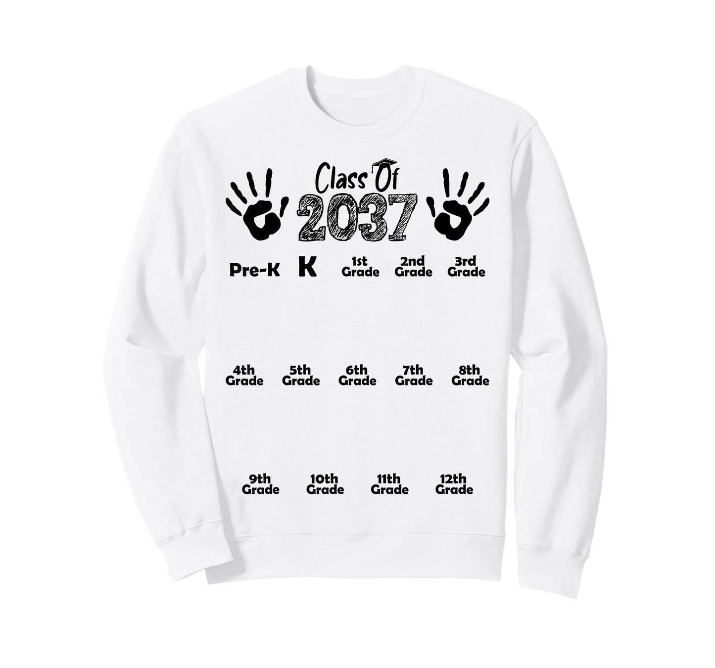 Class of 2037 Grow With Me Shirt Handprint Pre-K 12th Grade T-Shirt