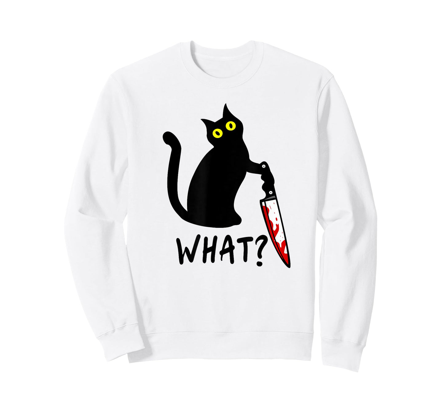What? Funny Black Murderous Cat Knife Kitten Cat Lover Gift Men Women T-Shirt