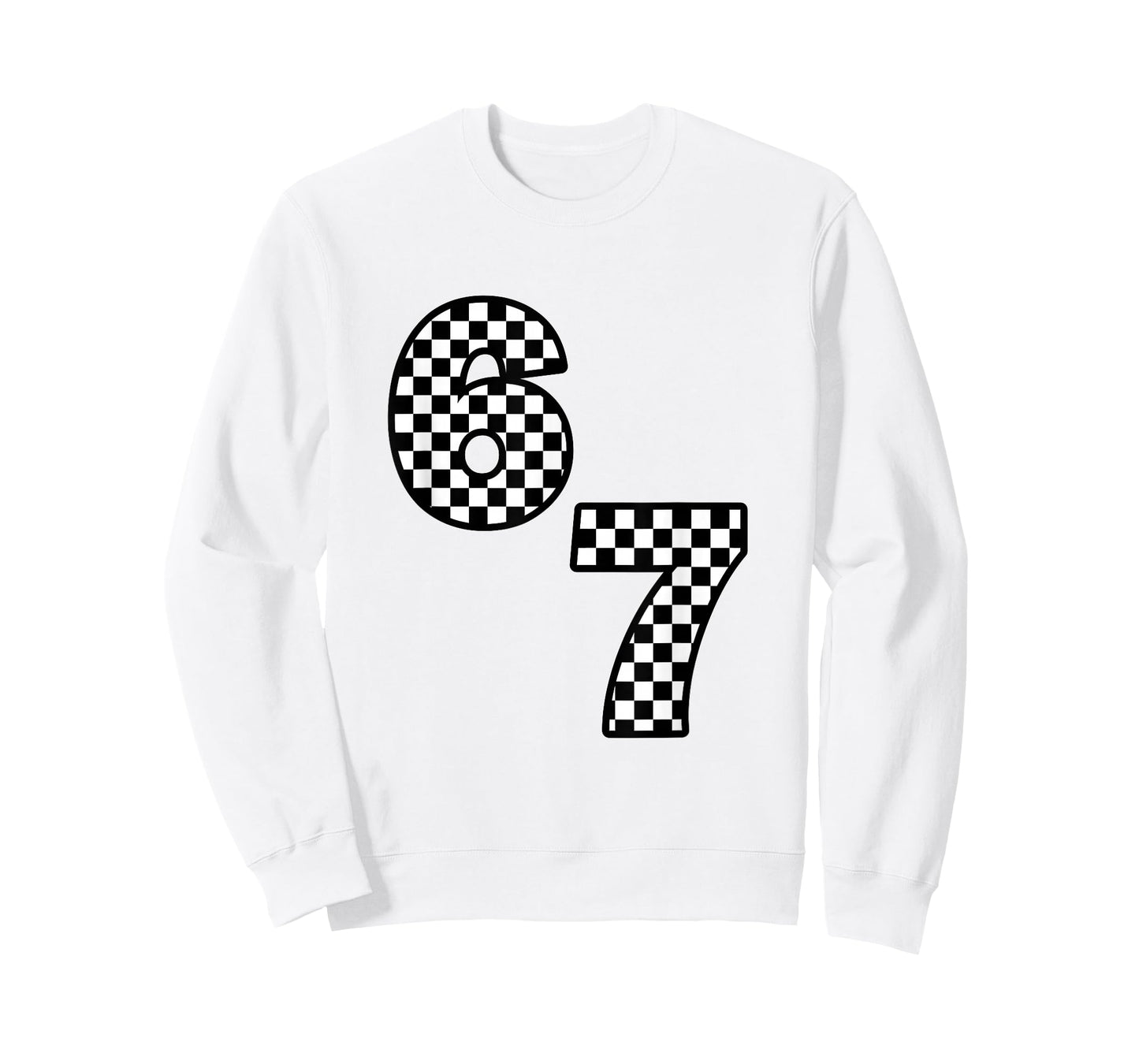 Funny Six Seven Hand 6 7 Meme Gen Alpha Slang Checkerboard T-Shirt