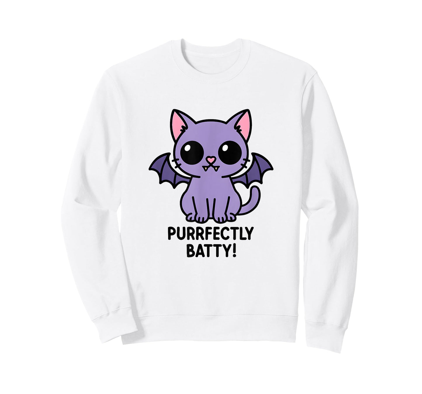 Purrfectly Batty Purple Cat Bat Funny Cute Halloween T-Shirt
